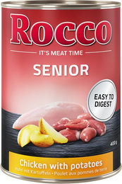 Produktbild von Rocco Senior Hundefutter Huhn mit Stückchen in Sauce 6 x 400 g Monoprotein mit hohem Fleischanteil - 6 x 400 g