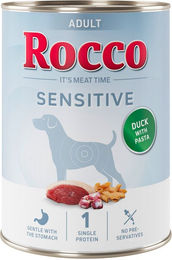 Produktbild von Rocco Sensitive Hundefutter Adult Ente mit Nudeln Stückchen in Sauce 6 x 400 g