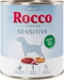 Produktbild von Rocco Sensitive Hundefutter Adult Ente mit Nudeln Stückchen in Sauce 6 x 400 g