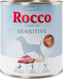 Produktbild von Rocco Sensitive Hundefutter Adult Lamm mit Reis Stückchen in Sauce 6 x 800 g