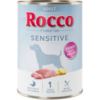 Produktbild von Rocco Sensitive Hundefutter Adult Truthahn mit Kartoffeln Stückchen in Sauce 6 x 400 g