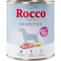 Produktbild von Rocco Sensitive Hundefutter Adult Truthahn mit Kartoffeln Stückchen in Sauce 6 x 800 g