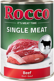 Produktbild von Rocco Single Meat Hundefutter Adult Rind Stückchen getreidefrei und monoprotein 6 x 400 g