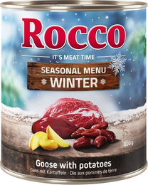 Produktbild von Rocco Winter-Menü Hund Adult Rind mit Gans und Kartoffeln Hoher Fleischanteil 24 x 800 g