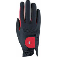 Produktbild von Roeckl Malta Reithandschuhe Sommer Turnier Handschuhe Schwarz Rot Größe 7 Unisex