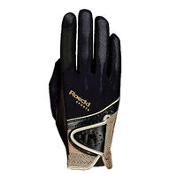 Produktbild von Roeckl Sports Reithandschuh Madrid Micromesh Schwarz Gold Größe 9.5