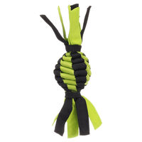 Produktbild von Rofas Flamingo Hundespielzeug Rugby Gewebt Grün Schwarz mit Knistergeräusch und Schwimmfähigkeit