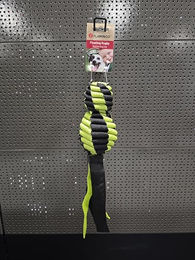 Rofas Rugby Flamingo Hundespielzeug aus Stoff mit Ball in Grün und Schwarz Größe L – Bild 1 von 2