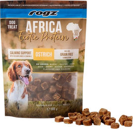 Rogz Africa Exotic Protein Calming Belohnungssnack Strauß Hypoallergen 100 g – Bild 1 von 2