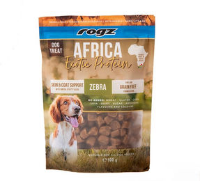 Rogz Africa Exotic Protein Skin & Coat Belohnungssnack Zebra Getreidefrei 100 g – Bild 1 von 1