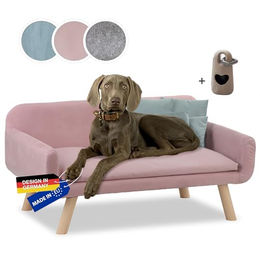 Rohrschneider Chicago Hundesofa Hundebett für kleine und mittelgroße Hunde Rosa B 103 x T 57 x H 50 cm mit Vollholzbeinen und abwaschbarem Stoff – Bild 1 von 12