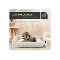 Produktbild von Rohrschneider Hundebett aus Cord für erwachsene Hunde in Beige oder Grau mit Gassibeutel