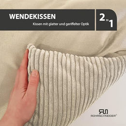 Rohrschneider Hundebett aus Cord für kleine Hunde in Beige mit waschbarem Bezug und Futternapf – Bild 1 von 7