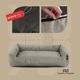 Rohrschneider Hundebett aus Cord für kleine Hunde in Taupe inkl. Gassibeutel – Bild 1 von 6