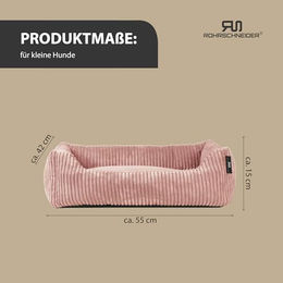 Rohrschneider Hundebett aus Cord für kleine Hunde mit Hundekissen und Gassibeutel waschbar Rosa 55x42 cm – Bild 1 von 4