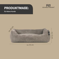 Produktbild von Rohrschneider Hundebett aus Cord für kleine Hunde mit waschbarem Bezug und Futternapf, Beige, Größe S