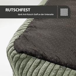 Rohrschneider Hundebett aus Cord für kleine Hunde mit waschbarem Bezug und Futternapf in Grün oder Beige – Bild 1 von 7