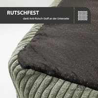 Produktbild von Rohrschneider Hundebett aus Cord für kleine Hunde mit waschbarem Bezug und Futternapf in Grün oder Beige