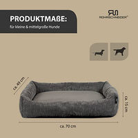 Produktbild von Rohrschneider Hundebett aus Cord für kleine und mittelgroße Hunde grau waschbar