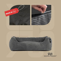 Produktbild von Rohrschneider Hundebett aus Cord für kleine und mittelgroße Hunde mit Kissen und Gassibeutel Grau 55 x 42 cm waschbar