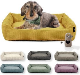 Rohrschneider Hundebett aus Cord für kleine und mittlere Hunde in Gelb waschbar Größe S – Bild 1 von 2