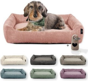 Rohrschneider Hundebett aus Cord für kleine und mittlere Hunde in Rosa waschbar – Bild 1 von 2