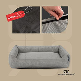 Rohrschneider Hundebett aus Cord in Grau für kleine und mittelgroße Hunde waschbar – Bild 1 von 6