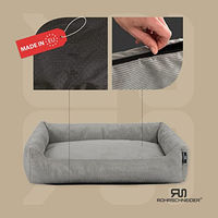 Produktbild von Rohrschneider Hundebett aus Cord in Grau für kleine und mittelgroße Hunde waschbar