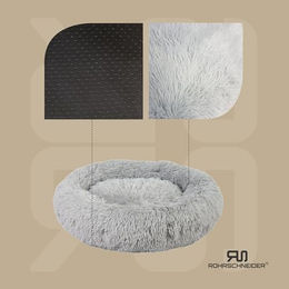 Rohrschneider Hundebett Donut aus Plüsch Grau Größe M – Bild 1 von 4