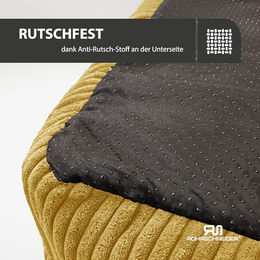 Rohrschneider Hundebett für kleine Hunde aus Cord mit waschbarem Bezug und Futternapf Gelb – Bild 1 von 6