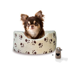 Rohrschneider Hundebett Silvio rundes Hundekörbchen aus Plüsch mit hohem Rand Grösse S – Bild 1 von 9