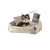 Produktbild von Rohrschneider Hundebett Velours für kleine Hunde Größe S in Taupe inkl. Hundekotbeutelset