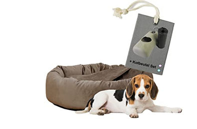 Rohrschneider Hundekissen Denver Kuschelhöhle für kleine und mittlere Hunde Größe M Taupe – Bild 1 von 7