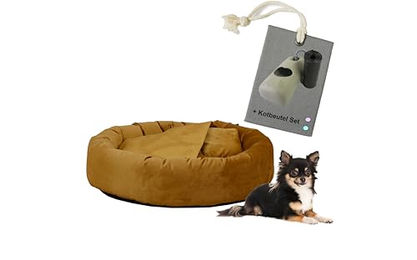 Rohrschneider Hundekissen Denver Kuschelhöhle Gelb S aus Samt mit Antirutschfunktion - 50 cm – Bild 1 von 6