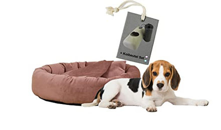 Rohrschneider Hundekissen Kuschelhöhle Denver aus Samt Rosa Größe M – Bild 1 von 6