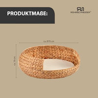 Produktbild von Rohrschneider Hundekorb aus geflochtener Wasserhyazinthe und Bananenblatt mit waschbarem Kissen Grösse XL Beige