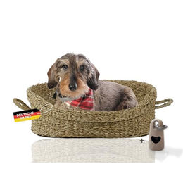 Rohrschneider Hundekorb aus Seegras mit Henkel und waschbarem Bezug für kleine und mittelgroße Hunde Gr. 1 51 x 43 cm – Bild 1 von 9