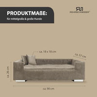 Produktbild von Rohrschneider Hundesofa aus Cord in Beige mit hohem Rand und 2 Dekokissen für mittelgroße Hunde