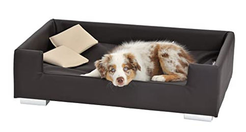 Rohrschneider Hundesofa Candy Hundebett aus Kunstleder Braun für kleine Hunde – Bild 1 von 3