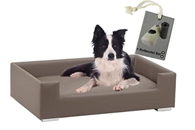 Rohrschneider Hundesofa Candy Hundebett aus Kunstleder für kleine Hunde in Beige – Bild 1 von 6