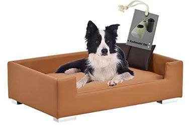 Rohrschneider Hundesofa Candy Hundebett aus Kunstleder für kleine Hunde in Braun – Bild 1 von 5