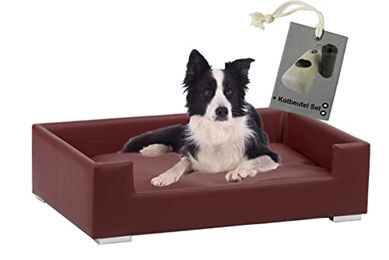 Rohrschneider Hundesofa Candy Hundebett aus Kunstleder für kleine Hunde in Rot – Bild 1 von 9