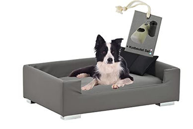 Rohrschneider Hundesofa Candy Hundekorb aus Kunstleder für kleine Hunde in Grau – Bild 1 von 4