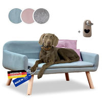 Produktbild von Rohrschneider Hundesofa Chicago Hundebett für kleine und mittelgroße Hunde Blau B 103 x T 57 x H 50 cm mit Vollholzbeinen und Gassibeutel