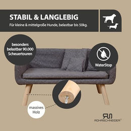 Rohrschneider Hundesofa Chicago Hundebett mit Holzgestell grau B 103 x T 57 x H 50 cm – Bild 1 von 8