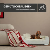 Produktbild von Rohrschneider Hundesofa Hundebett aus Cord in Beige mit hohem Rand und 2 Dekokissen
