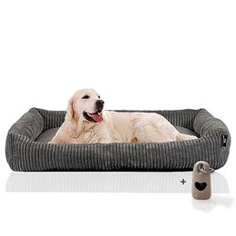 Rohrschneider Hundesofa XXL aus Cord für große Hunde in Grau – Bild 1 von 12