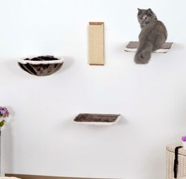 Produktbild von Rohrschneider Katzen-Kletterwand 4-teilig grau mit Sisal Kratzbrett