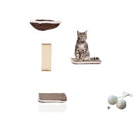 Produktbild von Rohrschneider Katzen Kletterwand 4-teiliges Set mit Kratzbrett und Hängematte in Grau