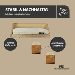 Rohrschneider Katzen Kletterwand aus Holz mit Katzenbett und Katzentreppen in Beige – Bild 1 von 5